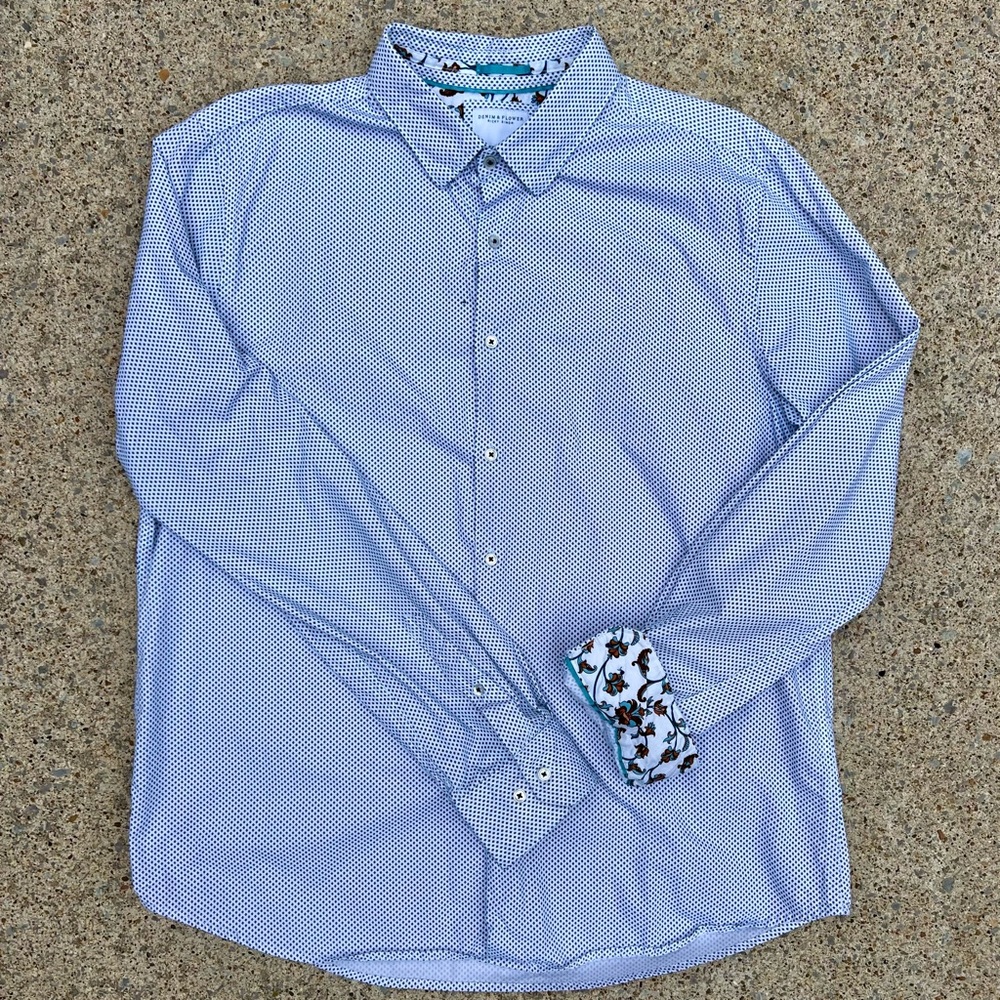 Denim & Flower Ricky Singh Men’s Floral Accent Button Down Shirt – Size XL